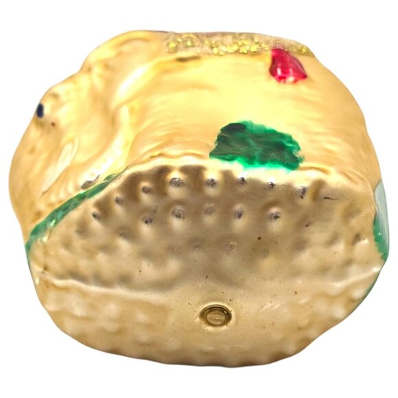 Vtg German Elephant Glass Christmas Ornament Red Santa Hat Glitter 3" Holiday - Picture 3 of 5